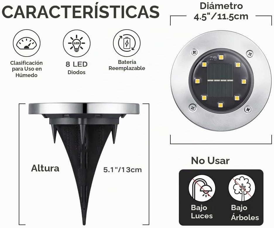 Lightsolar Zenith - Iluminación Solar para Jardín y Terraza Pack de 4 Estacas