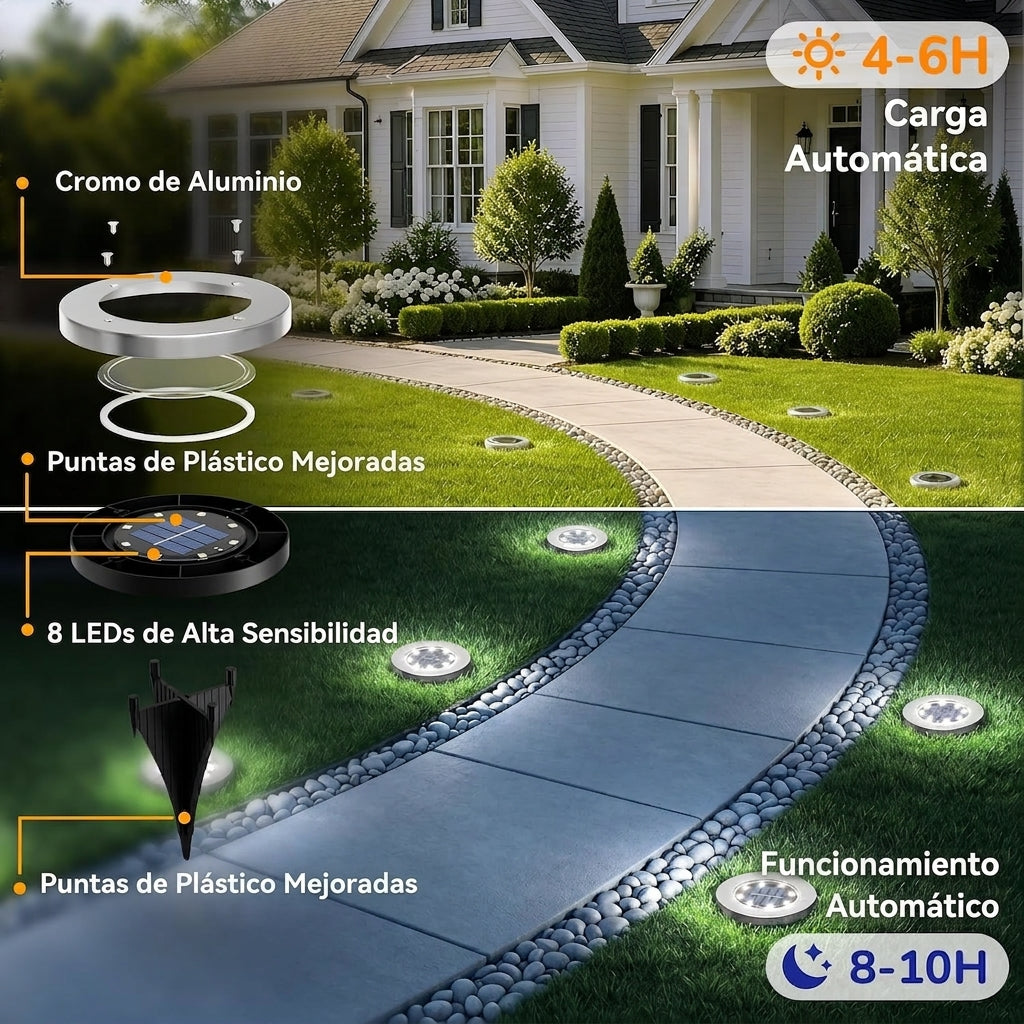 Lightsolar Zenith - Iluminación Solar para Jardín y Terraza Pack de 4 Estacas
